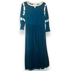 Elegant Blue Velvet Dress